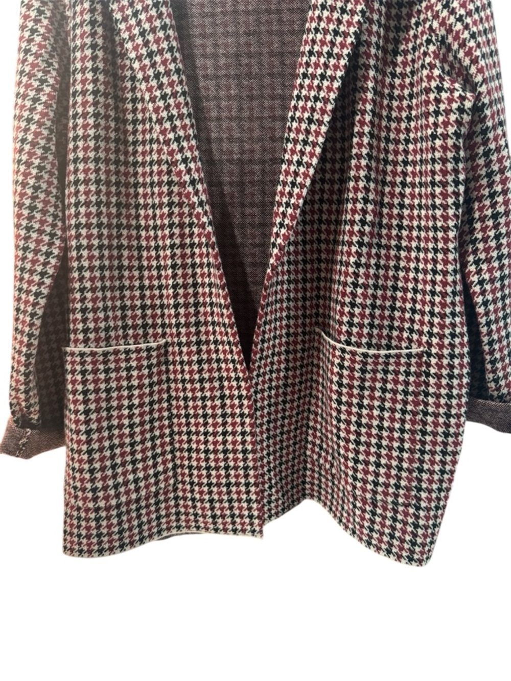 Sincerely Jules Houndstooth Knit Blazer Open Front Size L Chic - Picture 5 of 6